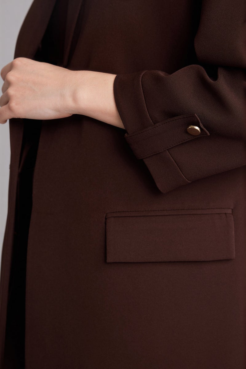 DeFacto Brown Woman Regular Fit Jacket Collar Blazer Casual - Image 4
