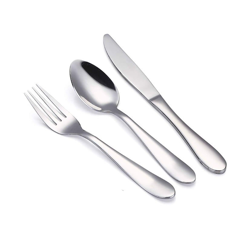 VANRA 3Piece Children Flatware Set 1810 Stainless Steel Child Set Tableware Set Silver Cutlery Set Silverware Dinner Utensils for Kids Chrome Finished Fork Spoon Knife