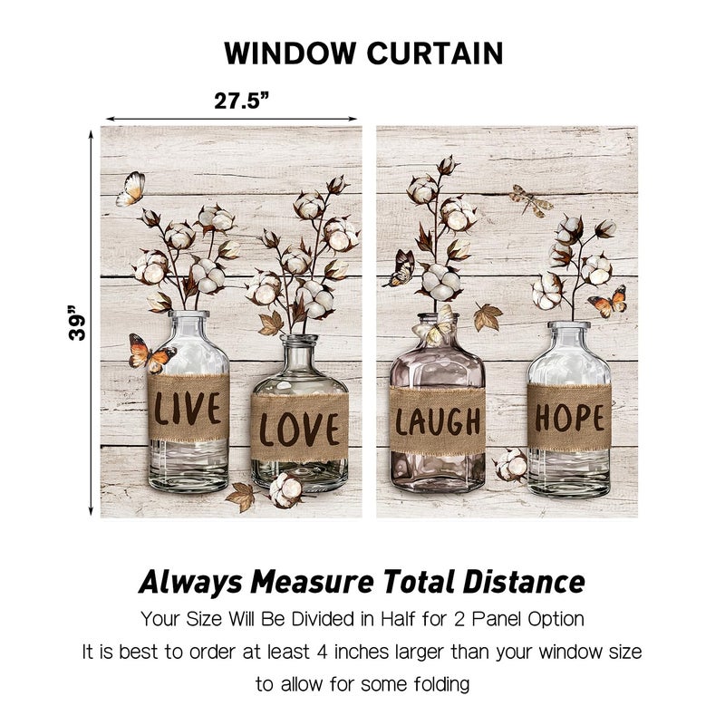 Coxila Farmhouse Kitchen Window Curtains 27.5 x 39 Inch Small Short Mini Cafe Rod Pocket Rustic Country Floral Retro Vintage Fun Living Bedroom Room Home Treatment Set of 2 Curtain Panels Drapes Tiers - Image 5