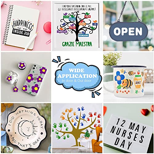 HTVRONT Permanent Vinyl Bundle -12 Pack 12 Inch by 5 Feet Permanent Adhesive Vinyl Rolls Compatible with Cricut Cutting Machine, Silhouette, Cameo Cutters, Signs, Scrapbooking, Craft, Die Cutters - Image 2