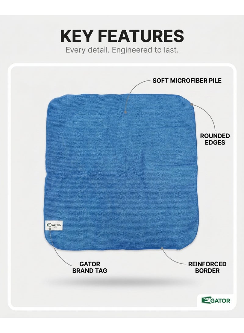 Gator Microfiber Cleaning Cloth | Blue Multi-Purpose Wipe | Heavy-Duty Surface Cleaning | China | 40 x 40 cm | Pack of 3 - Image 2