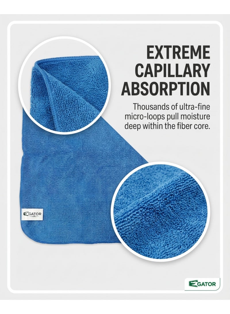Gator Microfiber Cleaning Cloth | Blue Multi-Purpose Wipe | Heavy-Duty Surface Cleaning | China | 40 x 40 cm | Pack of 3 - Image 3