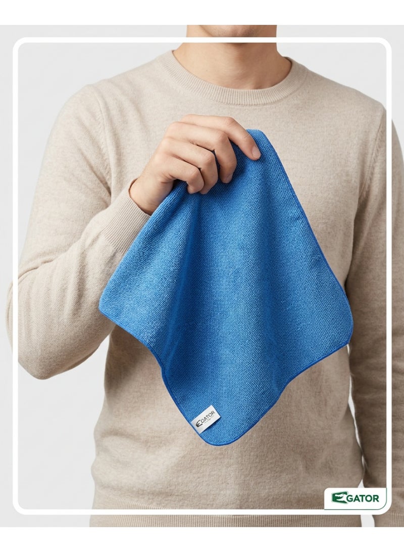 Gator Microfiber Cleaning Cloth | Blue Multi-Purpose Wipe | Heavy-Duty Surface Cleaning | China | 40 x 40 cm | Pack of 3 - Image 4