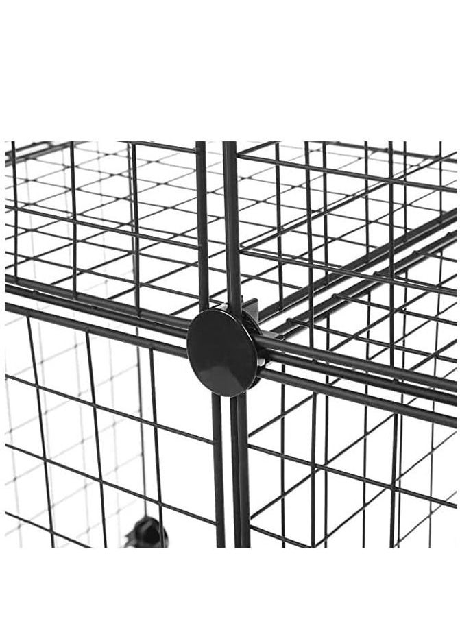 3-Tier Cat Cage Indoor Removable Kennels Detachable Metal Wirecat Playpen Crate Large Exercise Place Ideal For 1-2 Cat Black 70x105x105 Cm