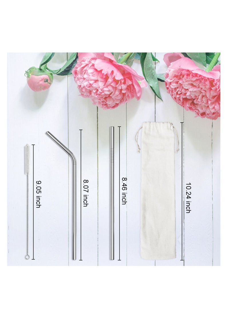 Generic - 19-Piece Reusable Straw Stainless Steel Drinking Straws with Soft Silicone Tips and Cleaning Brushes - Image 1