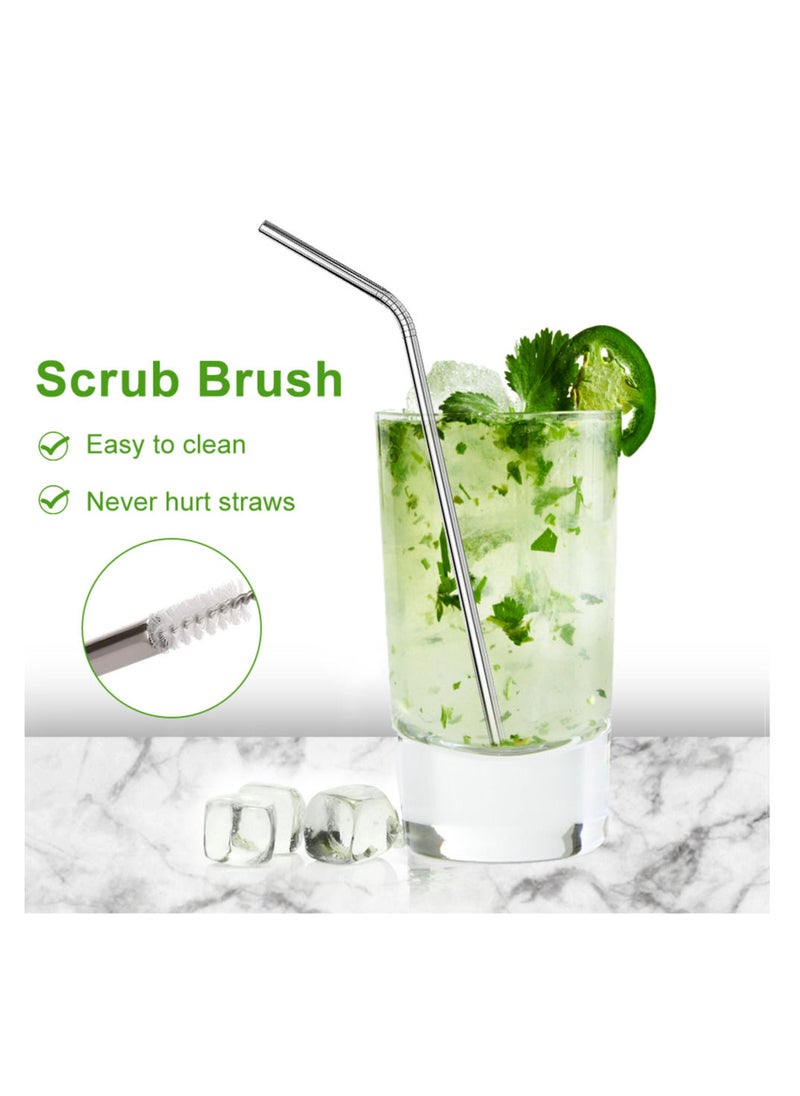 Generic - 19-Piece Reusable Straw Stainless Steel Drinking Straws with Soft Silicone Tips and Cleaning Brushes - Image 1