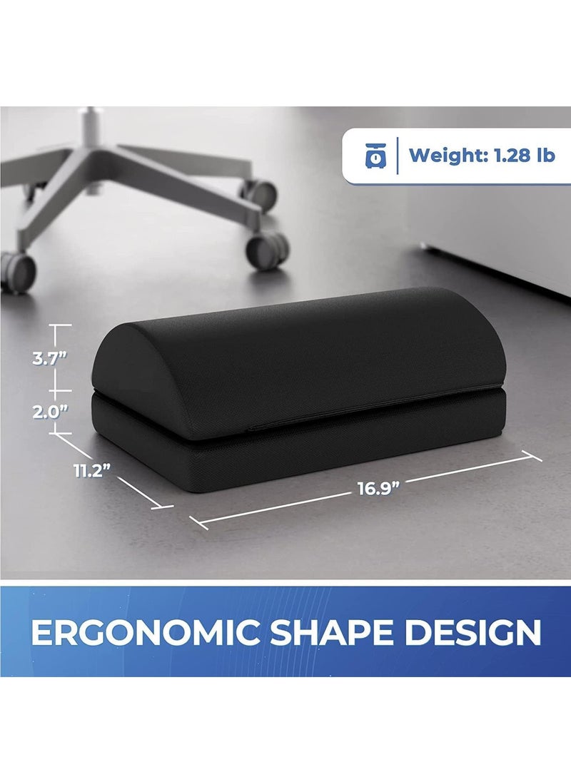 Arabest - Foot Rest for Under Desk at Work, Adjustable Heights Memory Foam Foot Rest with Washable Cover, Ergonomic Design Comfortable Footrest for Car,Home and Office to Relieve Back,Knee Pain (Black) - Image 1