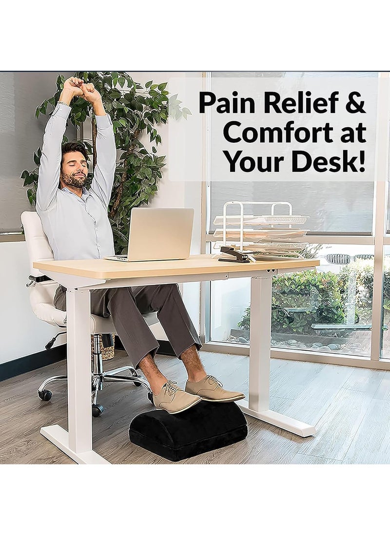 Arabest - Foot Rest for Under Desk at Work, Adjustable Heights Memory Foam Foot Rest with Washable Cover, Ergonomic Design Comfortable Footrest for Car,Home and Office to Relieve Back,Knee Pain (Black) - Image 1