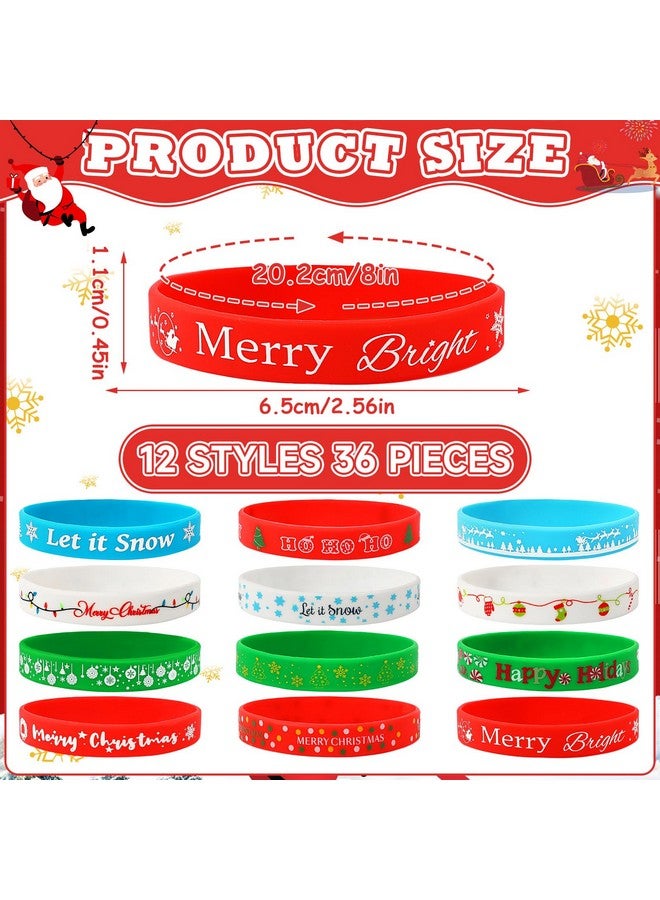 JUNEBRUSHS 72Pcs Christmas Party Favors Set, 36Pcs Christmas Pencils with 36Pcs Christmas Silicone Bracelets, Christmas Pencils Bracelets Gifts for Kids Classroom Office Holiday Party Reward Supplies - Image 3