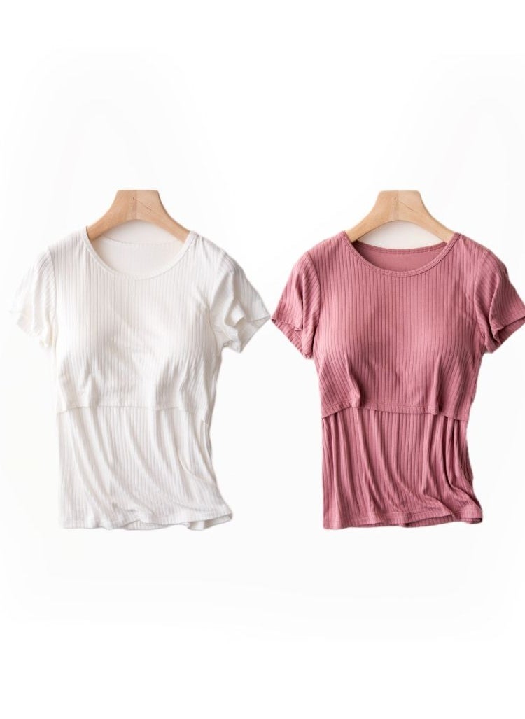 2-PACK Maternity And Postpartum Nursing Home Clothes Nursing Tops - Image 1