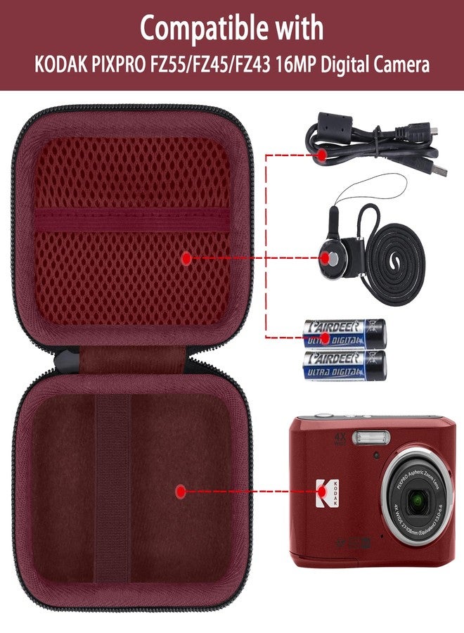 Baval for KODAK PIXPRO Friendly Zoom FZ55/FZ45/FZ43 16MP Digital Camera Hard Carrying Storage Case, Red Case, Kid Camera Case - Image 3
