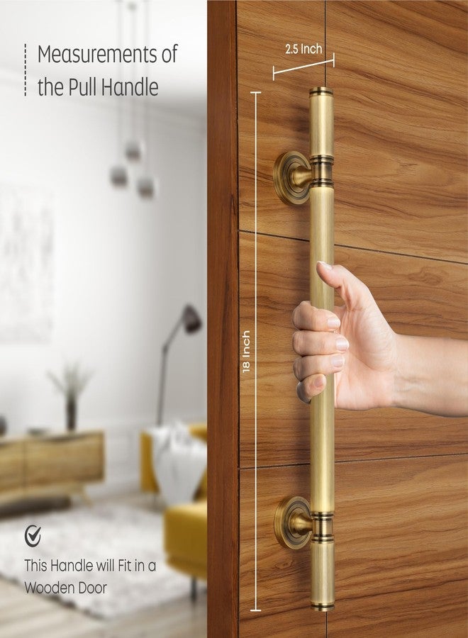 LAPO 18 Inch Full Brass Main Door Handle, Door Handles for Main Door, Pull Handles for All The Doors of House, Office, Hotels-Pack of 1 | Antique Finish | 3 Years Warranty - Image 5