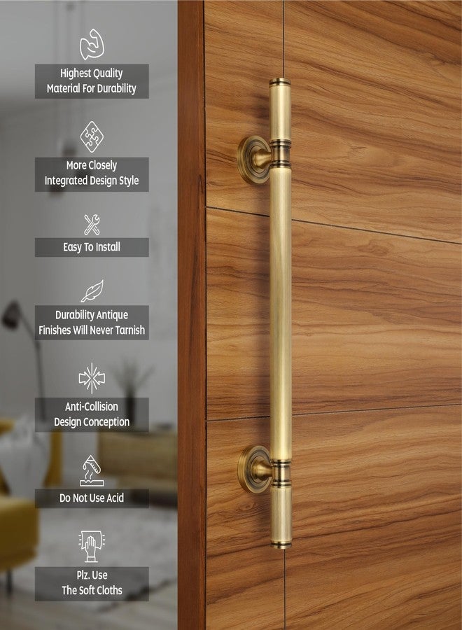 LAPO 18 Inch Full Brass Main Door Handle, Door Handles for Main Door, Pull Handles for All The Doors of House, Office, Hotels-Pack of 1 | Antique Finish | 3 Years Warranty - Image 3