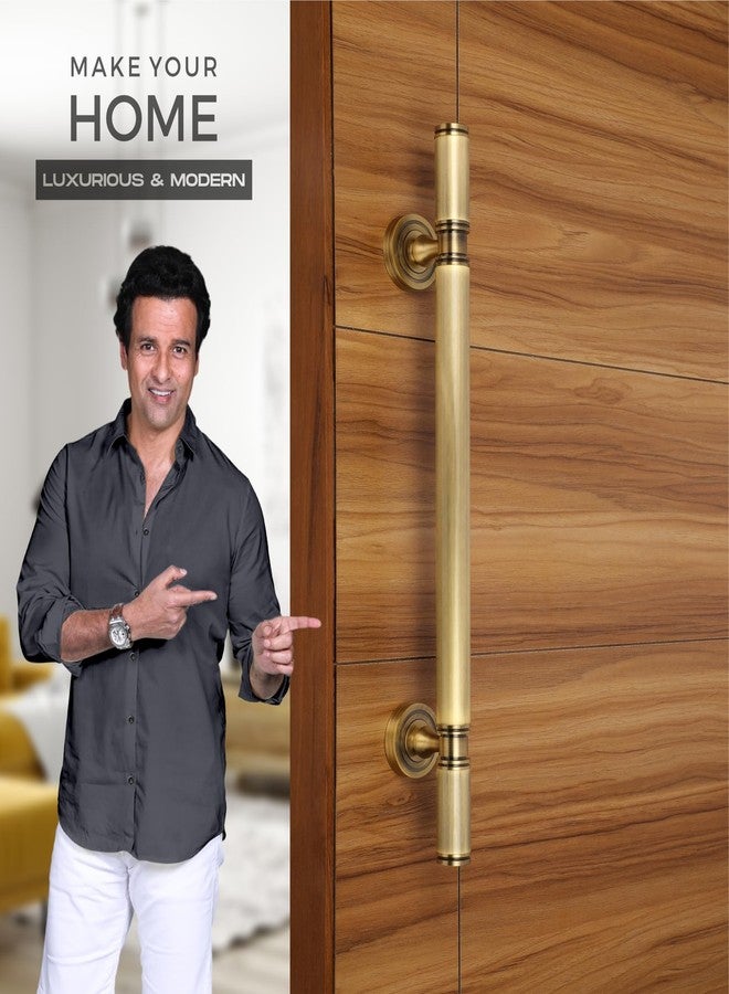 LAPO 18 Inch Full Brass Main Door Handle, Door Handles for Main Door, Pull Handles for All The Doors of House, Office, Hotels-Pack of 1 | Antique Finish | 3 Years Warranty - Image 2