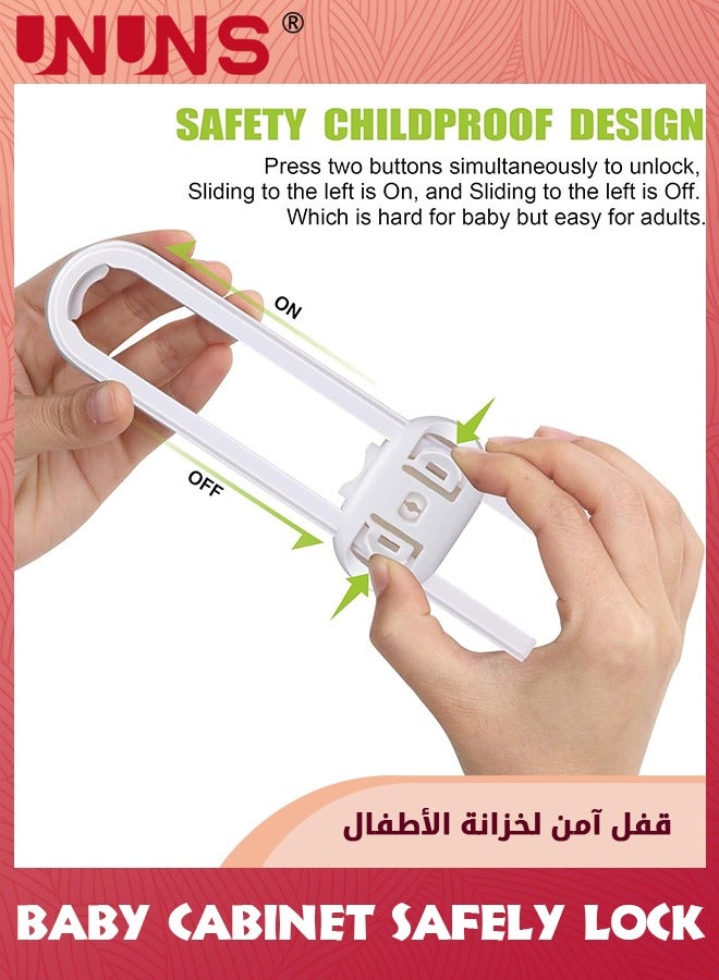 UNUNS 6-Pack Safety Cabinet Locks For Babies,Child Safety cabinet locks,Baby Proof Cabinet Latches,Adjustable U-Shaped Sliding Child locks For Closet cabinets Knob Handle - Image 2