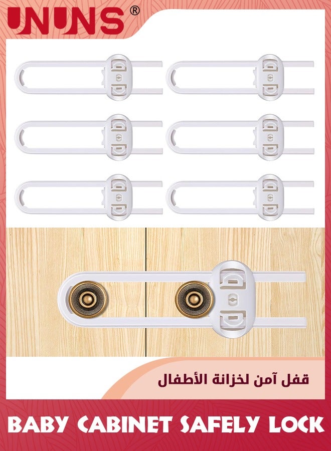 UNUNS 6-Pack Safety Cabinet Locks For Babies,Child Safety cabinet locks,Baby Proof Cabinet Latches,Adjustable U-Shaped Sliding Child locks For Closet cabinets Knob Handle - Image 1