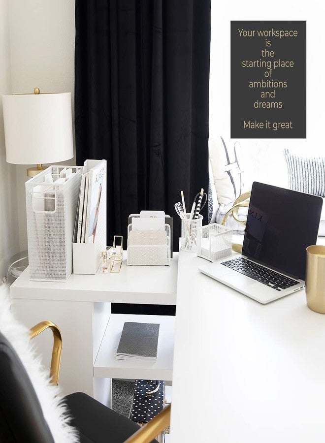 BLU MONACO | White Desk Organizer Set | 5 Piece Metal Office Desk Organizer with Hanging File Holder, Magazine Organizer, Pen Cup, Sticky Note Holder, Mail Sorter | Desk Organizers and Accessories - Image 2