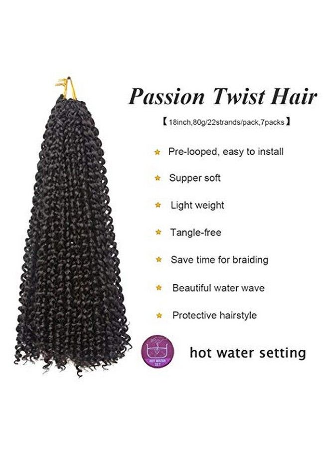 Dorsanee - 7 عبوات من ضفائر الشعر الاصطناعية المموجة بطول 18 بوصة من Passion Twist Hair لتضفير الشعر بالكروشيه من Goddess Locs، وصلات شعر بوهيمية طويلة (22 خصلة/عبوة 1B) - Image 1