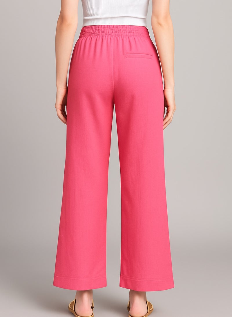 Soft Steps Women’s Wide Leg Lounge Pants – Soft Fabric, Elastic Waist, Pink - Size-XL - Image 2