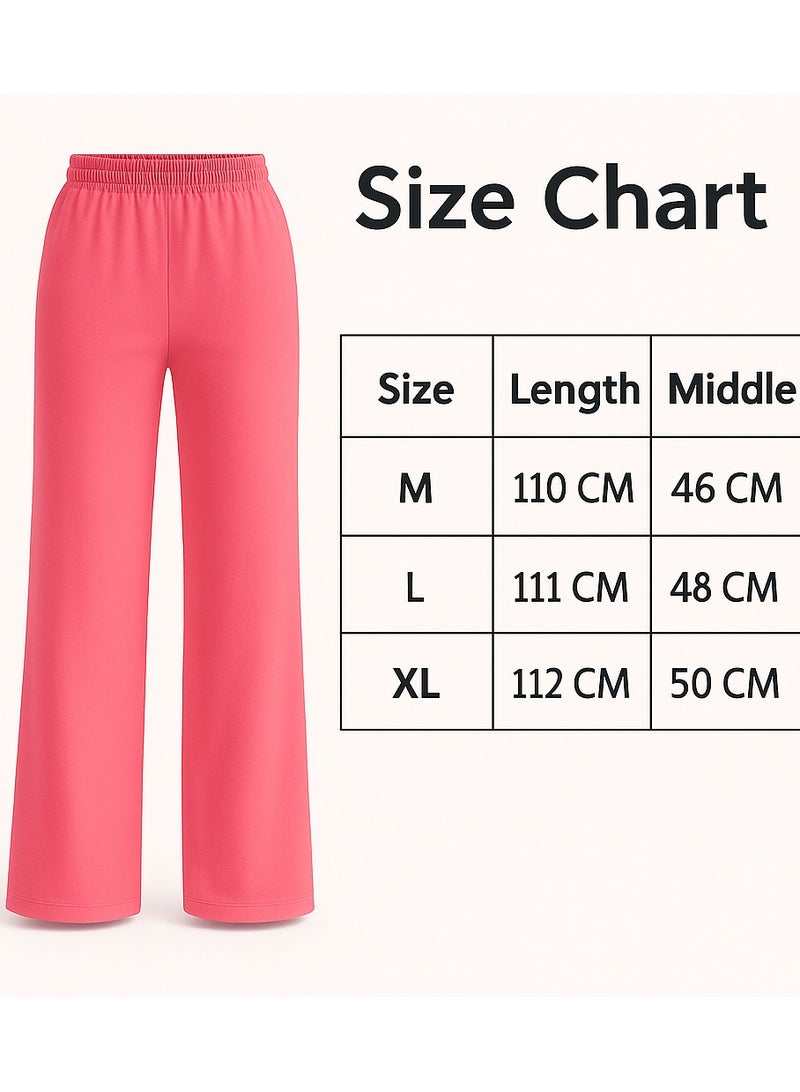 Soft Steps Women’s Wide Leg Lounge Pants – Soft Fabric, Elastic Waist, Pink - Size-XL - Image 5