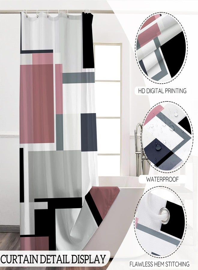 KINUUIS Pink Bathroom Sets with Shower Curtain and Rugs, Bathroom Accessory Set with Shower Curtain,Bath Rugs, Trash Can, Toilet Brush Holder Set & Soap Dispenser - Image 4