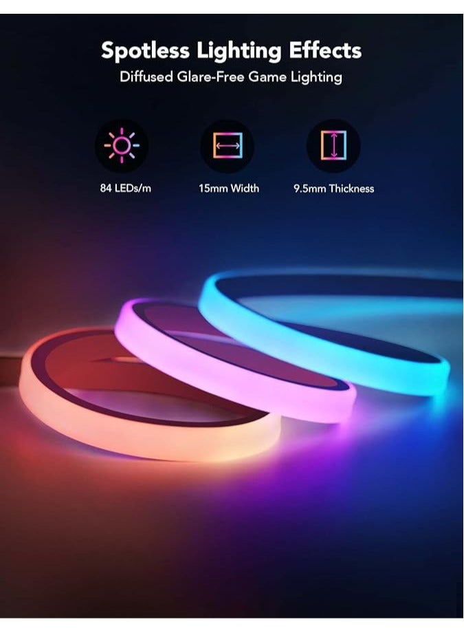 أضواء الألعاب RGB, أضواء حبل النيون 7.5ft الإضاءة الناعمة لمكاتب الألعاب, أضواء الشريط LED مزامنة مع جهاز الكمبيوتر الشخصي, دعم القطع, مزامنة الموسيقى - Image 5