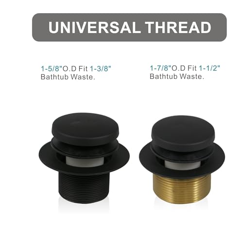 WELSAN Black Bathtub Drain Tip-Toe Single Hole,Welsan Tub Drain Trim Set Conversion Kit Assembly, Coarse Thread Replacement Trim Kit with 1-Hole Overflow Faceplate Includes an Adapter, Matte Black - Image 4