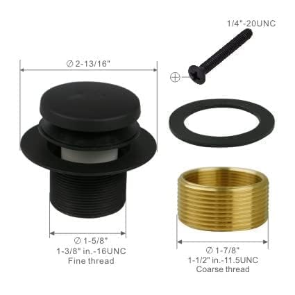 WELSAN Black Bathtub Drain Tip-Toe Single Hole,Welsan Tub Drain Trim Set Conversion Kit Assembly, Coarse Thread Replacement Trim Kit with 1-Hole Overflow Faceplate Includes an Adapter, Matte Black - Image 5