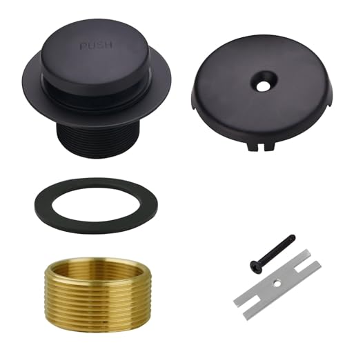 WELSAN Black Bathtub Drain Tip-Toe Single Hole,Welsan Tub Drain Trim Set Conversion Kit Assembly, Coarse Thread Replacement Trim Kit with 1-Hole Overflow Faceplate Includes an Adapter, Matte Black - Image 1