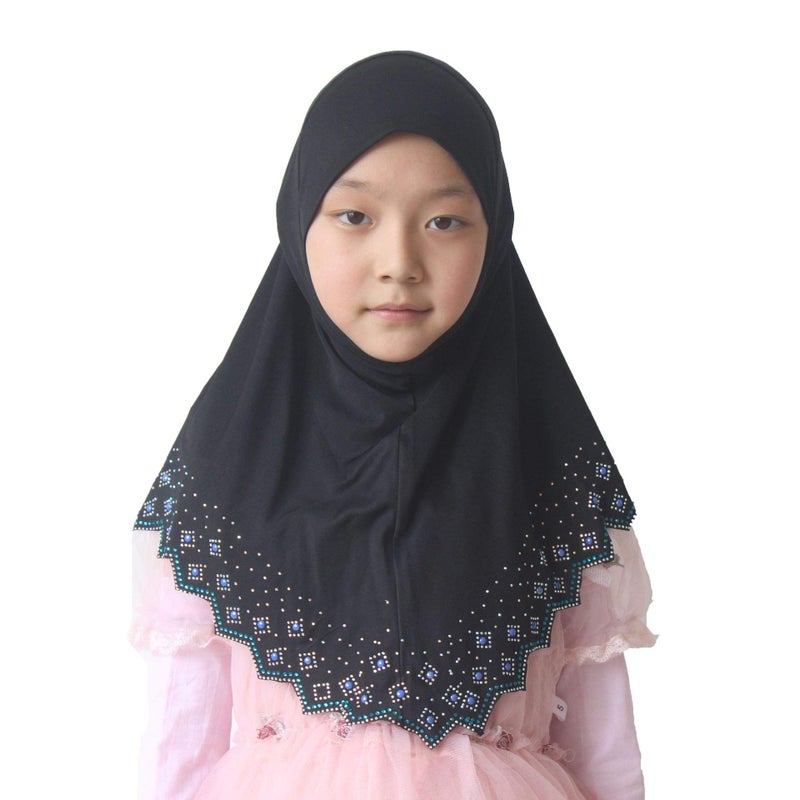 Modest Beauty حجاب بنات/أطفال بتصميم محتشم، وشاح رأس قطعة واحدة مسلم أميرة مع قماش تشيكي - Image 1