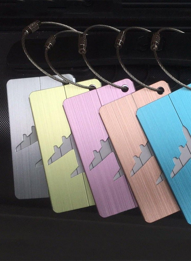 SOLARAE Set of 5 Waterproof Aluminum Luggage Tags for Suitcases, Handbags, and School Bags with Name and Address Information Card and Wire Loop. Perfect for Travel and Instruments. - Image 5
