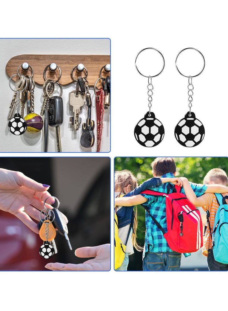 SYOSI 24 Pieces Football Keyrings Soccer Ball Keychain Pendants for Kids Boys Backpacks Keyrings for Car Keys Football Keychains for Boys for Kids Football Party Favors - Image 2