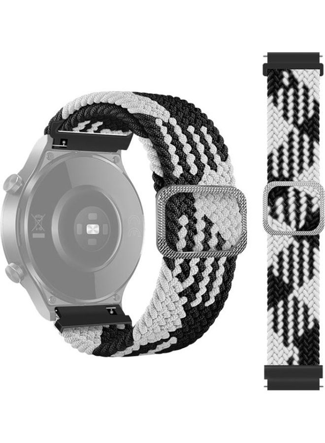 BGM Nylon Braided Replacement Watchband For Samsung Galaxy Watch Black/White - Image 1