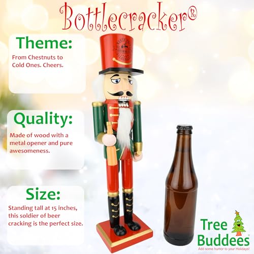 Tree Buddees Beercracker Bottle Opener Nutcracker 15 Tall Functional Bottle Opening Festive Holiday Dcor Bottlecracker Funny Gift for Men Beer Lovers Holiday Parties - Image 3