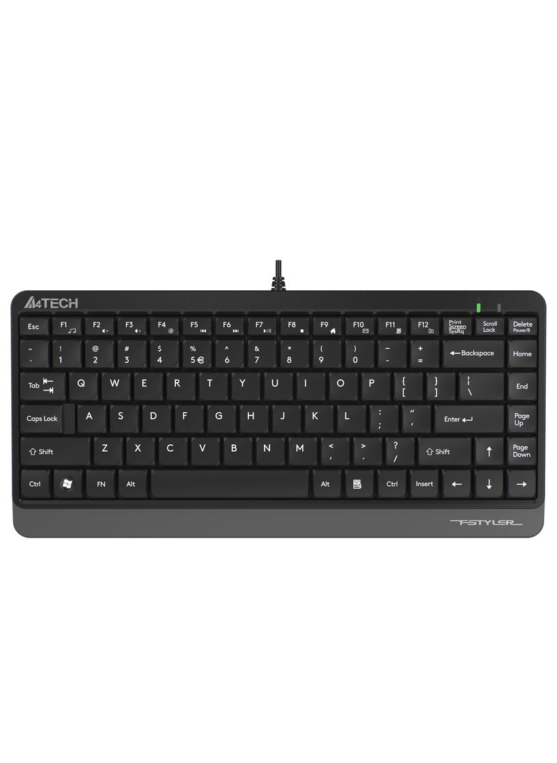 A4TECH A4TECH Wired Compact Keyboard FK-11, 12 Hotkeys And Splash Proof With Drain Holes Design,Black  - Image 1