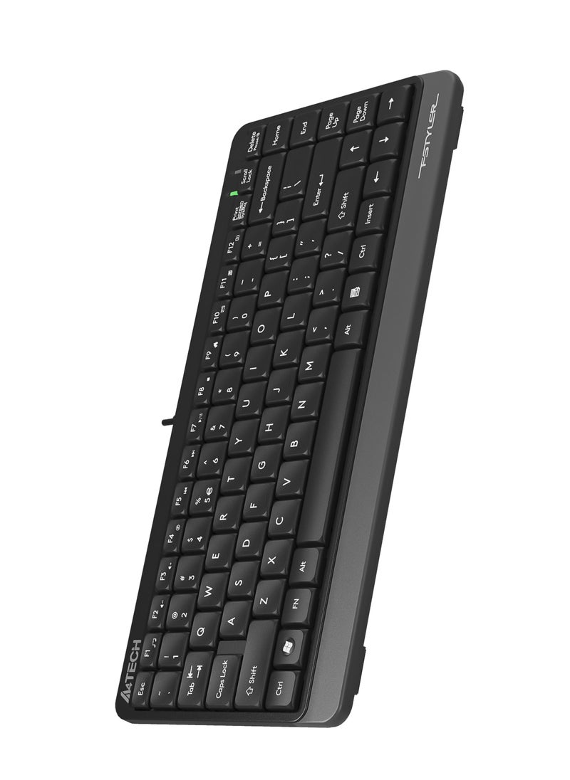 لوحة مفاتيح A4TECH السلكية المدمجة FK-11، 12 مفتاح تشغيل سريع وتصميم مقاوم للرذاذ مع فتحات تصريف، أسود
