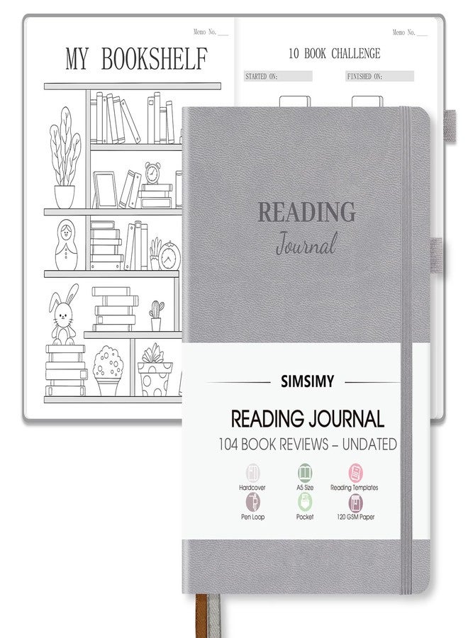 SIMSIMY Reading Journal with 104 Book Reviews, Book Journal for Books Lovers & Readers - Review and Track Your Reading Progress, Reading Log Notebook Gift, A5, Gray - Image 1