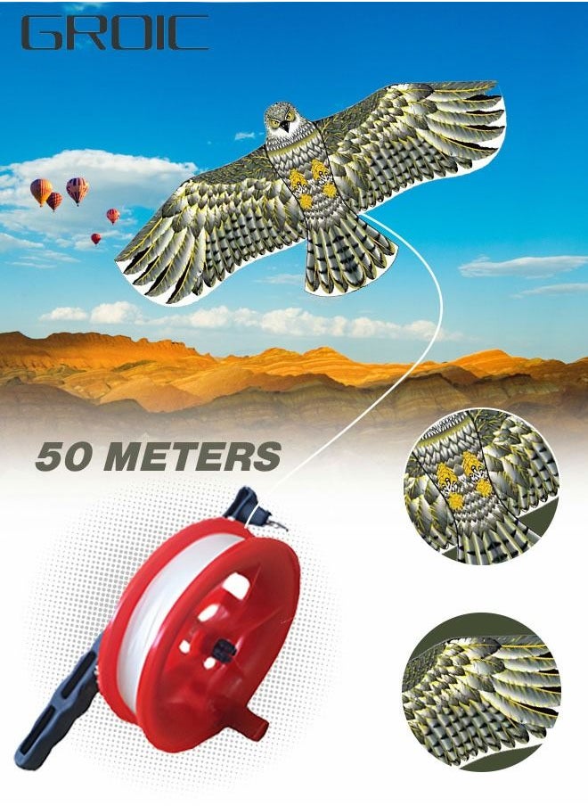 GROIC - Eagle Kite for Kids and Adults Single Line String Colorful Huge Easy to Fly for Beach Trip Park Family Outdoor Games 63 Inch Blue - Image 1