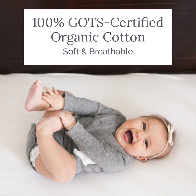 Natemia 100% Organic Cotton Crib Sheets for Boys and Girls - Made in Turkey, Silky Soft and Hypoallergenic, Baby Crib Sheets Neutral, Toddler Bed Sheet, 28' X 52', Baby Registry Search - Image 3