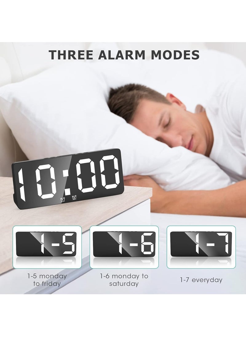 Digital Alarm Clock with Large Indoor Temperature Display, Voice Control, Dual Alarm, Electronic Computer Clock with 12/24 Hour Display, LED Clocks for Bedrooms, Bedside, Office and Home (Black)