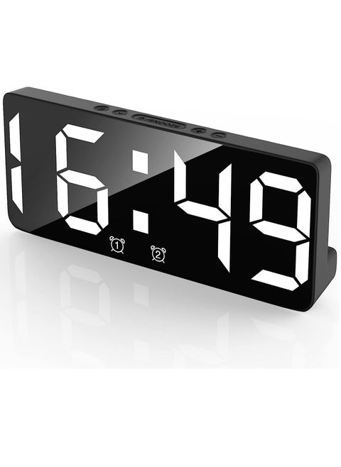 Digital Alarm Clock with Large Indoor Temperature Display, Voice Control, Dual Alarm, Electronic Computer Clock with 12/24 Hour Display, LED Clocks for Bedrooms, Bedside, Office and Home (Black)