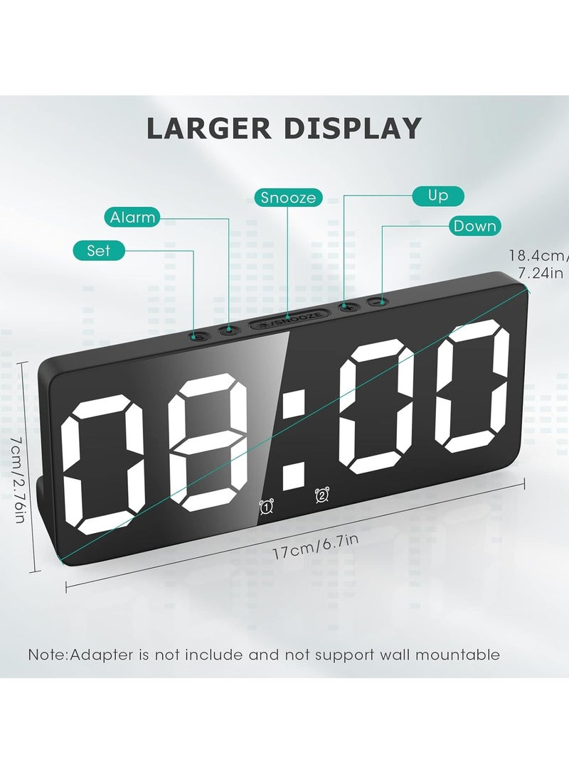 Digital Alarm Clock with Large Indoor Temperature Display, Voice Control, Dual Alarm, Electronic Computer Clock with 12/24 Hour Display, LED Clocks for Bedrooms, Bedside, Office and Home (Black)