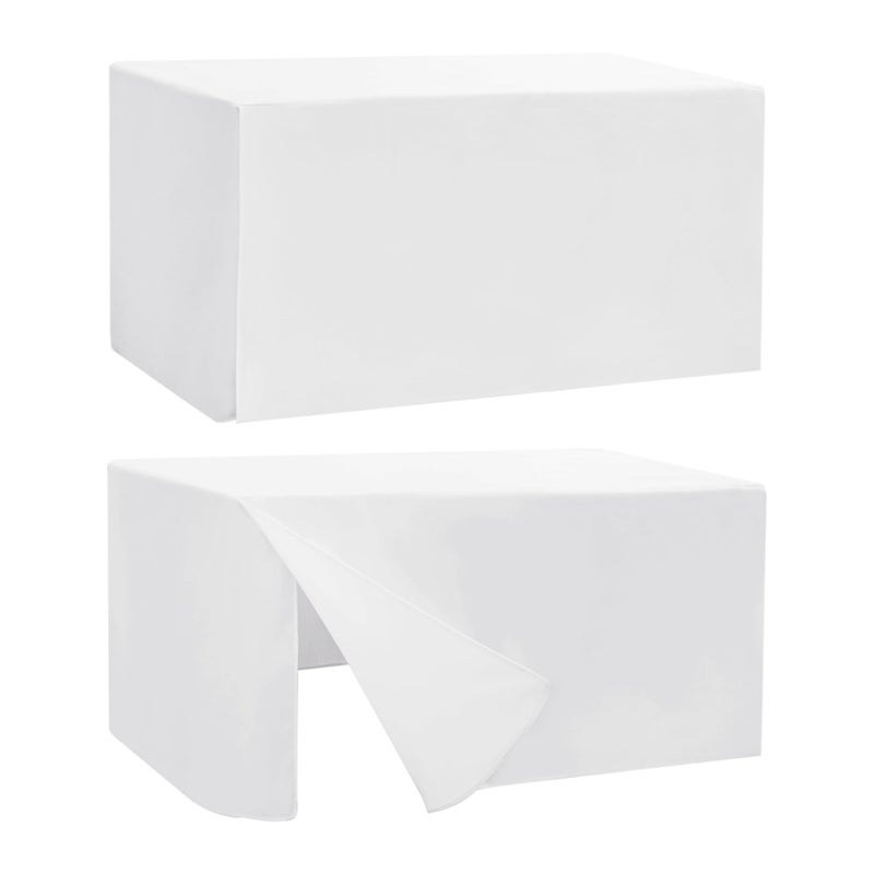 HolidayIdeas Fitted Table Covers for 6 Foot Tables - 72 x 30 Inch - 2 Pack Rectangle Table Clothes Versatile Fabric Table Cover for Folding Table, Parties, Holiday Dinner, Trade Show (White) - Image 1
