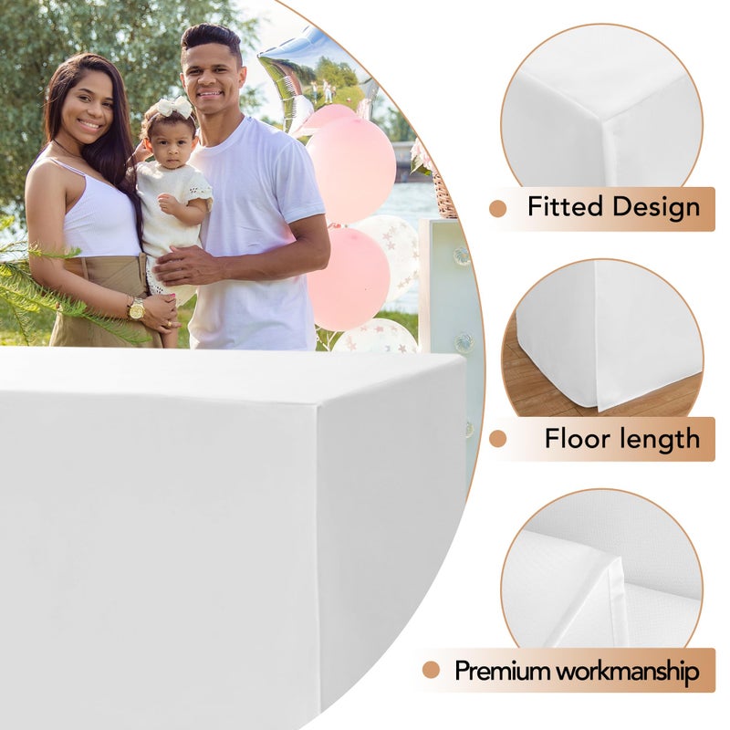 HolidayIdeas Fitted Table Covers for 6 Foot Tables - 72 x 30 Inch - 2 Pack Rectangle Table Clothes Versatile Fabric Table Cover for Folding Table, Parties, Holiday Dinner, Trade Show (White) - Image 3