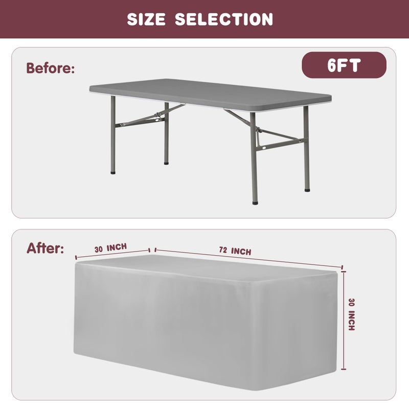 HolidayIdeas Fitted Table Covers for 6 Foot Tables - 72 x 30 Inch - 2 Pack Rectangle Table Clothes Versatile Fabric Table Cover for Folding Table, Parties, Holiday Dinner, Trade Show (White) - Image 5