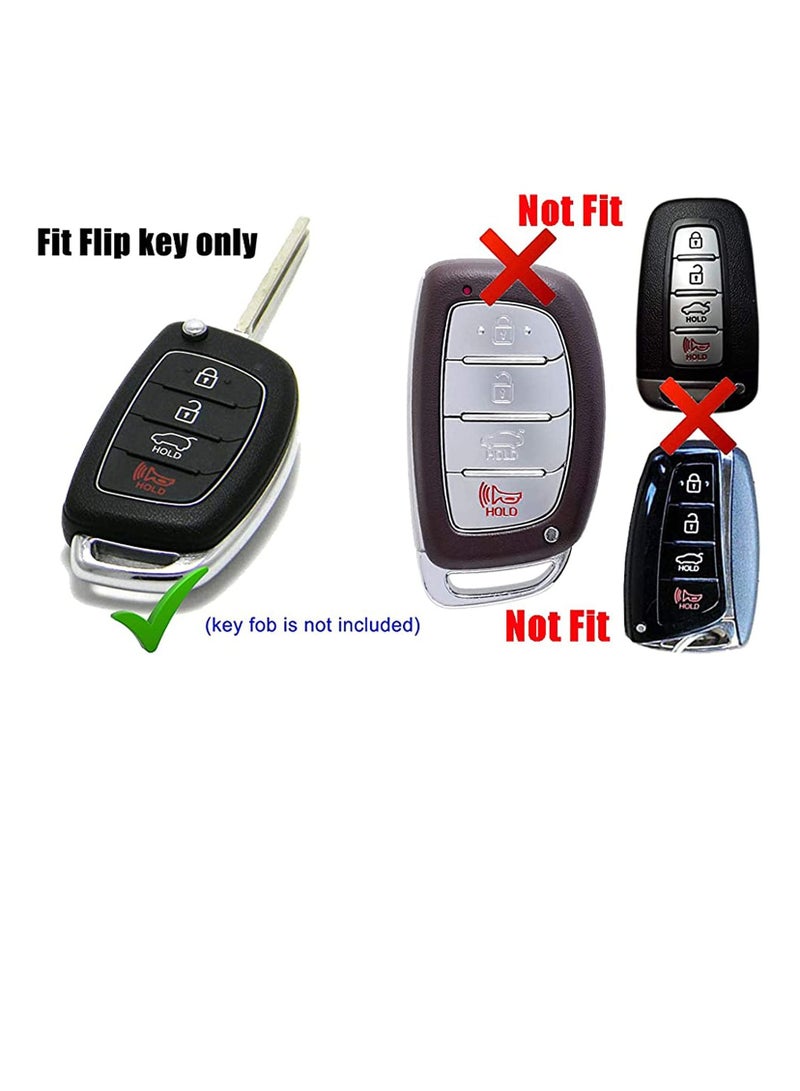 althiqahkey غطاء حماية لمفتاح التحكم عن بعد بأربعة أزرار وحامل دخول بدون مفتاح لسيارة هيونداي سوناتا سانتا في توسان 1x أسود - Image 2