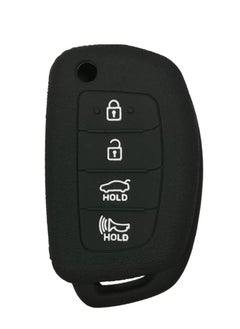 althiqahkey 4buttons Flip Key Fob Remote Cover Case Protector Holder Keyless Entry for Hyundai Sonata Santa Fe Tucson 1x Black  - Image 1