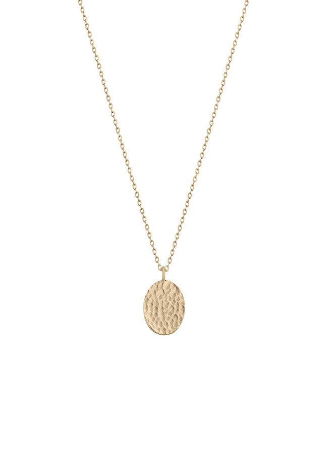 Fettero Pendant Necklace Gold Hammered Coin Pendant 14K Gold Plated Dainty Simple Jewelry for Women - Image 1