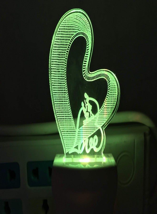 UKANI ® 3D Love Heart Acrylic Night Lamp with 7 Color Changing Light for Birthday (Multicolor, 3 Inch) - Image 3