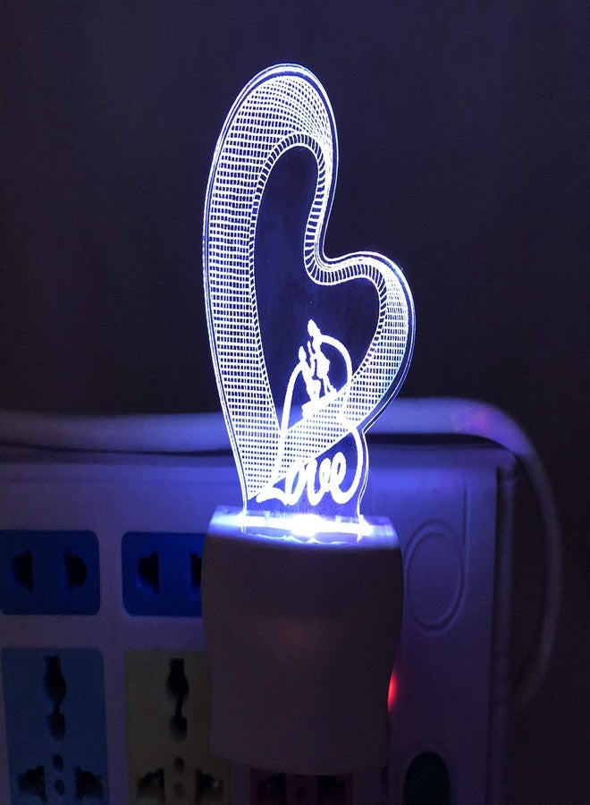 UKANI ® 3D Love Heart Acrylic Night Lamp with 7 Color Changing Light for Birthday (Multicolor, 3 Inch) - Image 1